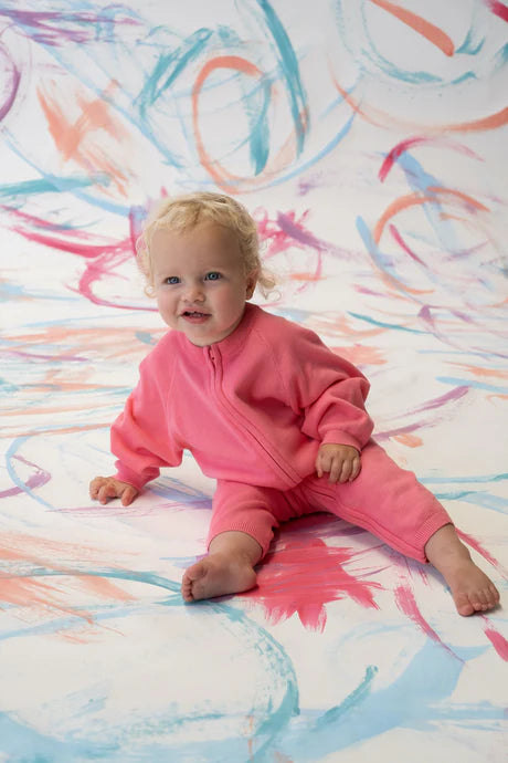 Organic Knit Zipper Starsuit - Sorbet - PRE-SALE