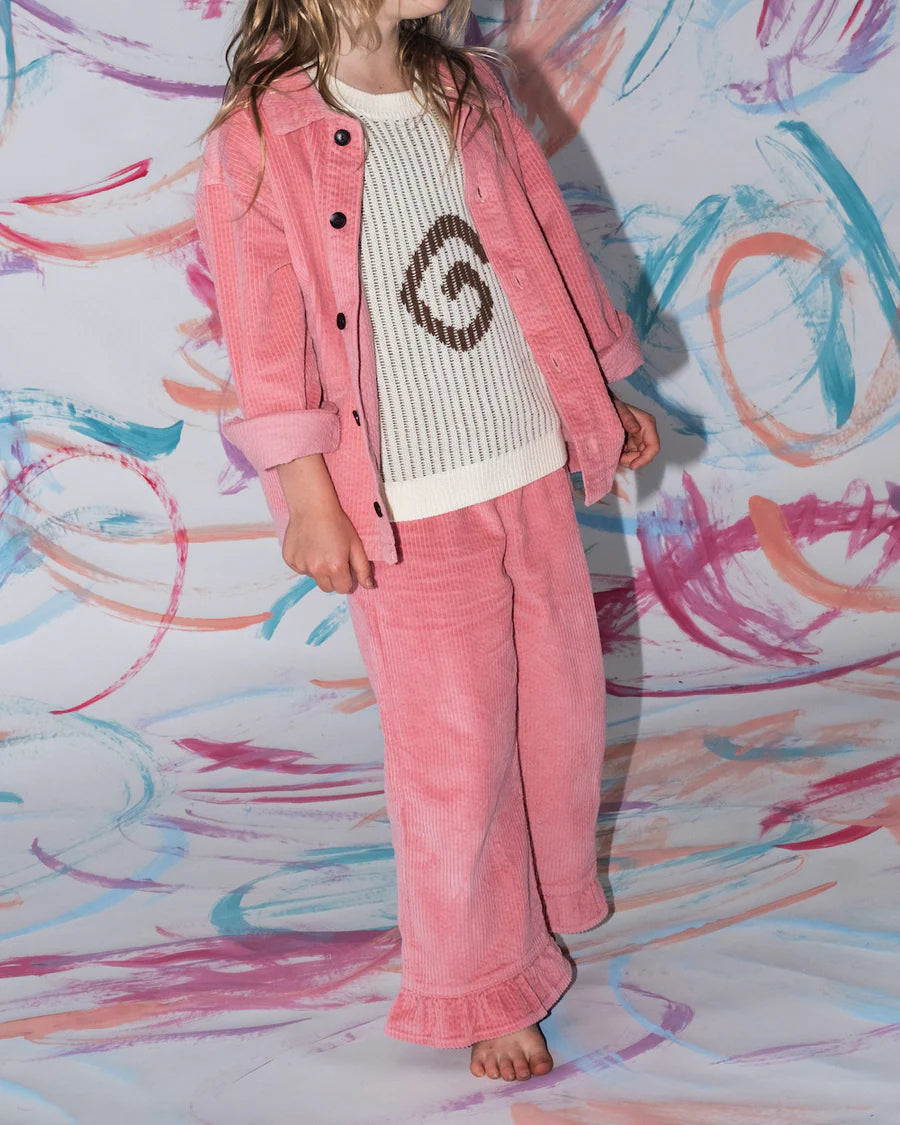 Organic Cord Frill Pant - Sorbet - PRE-SALE