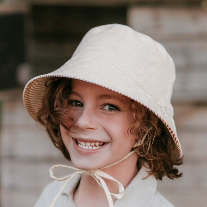 Kids Reversible Classic Bucket Hat - Frankie / Flax