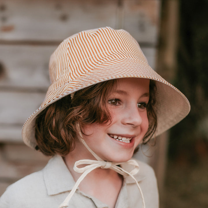 Kids Reversible Classic Bucket Hat - Frankie / Flax