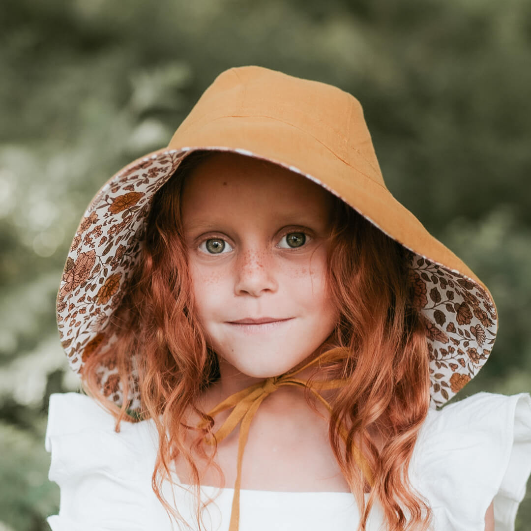 Girls Wide-Brimmed Sun Bonnet - Marie / Maize