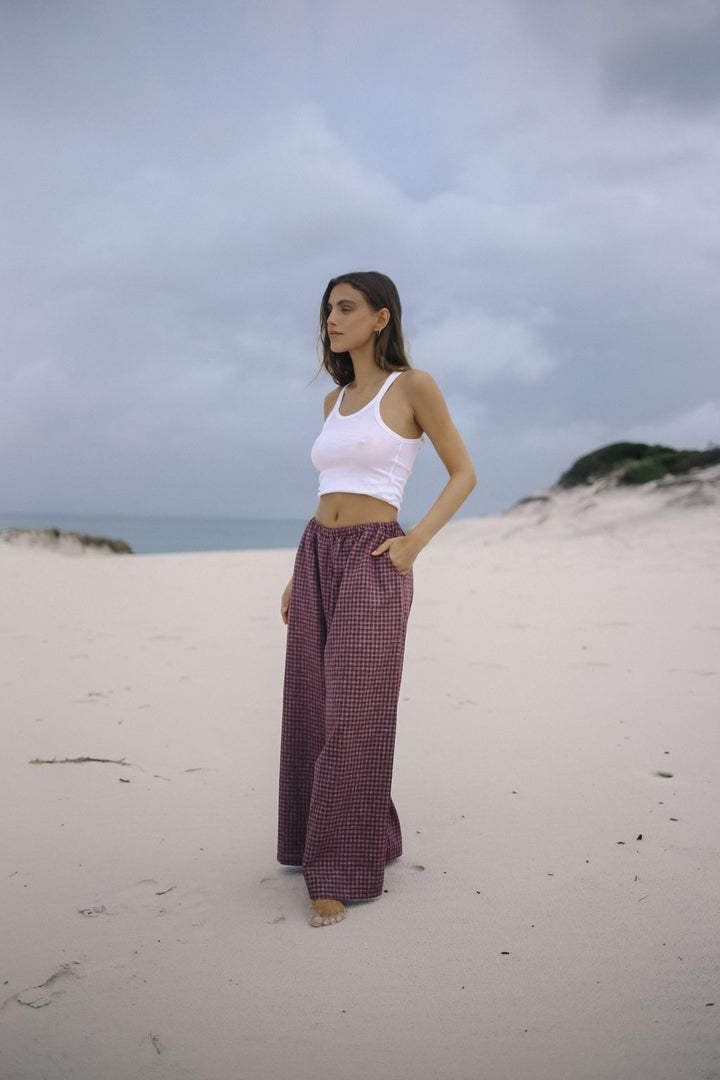 Ivy Pant - Fig Hemp Check