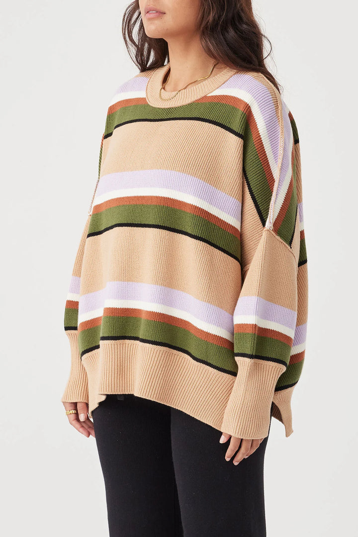 ARCAA Harper Stripe Sweater - Taupe, Lilac & Cream