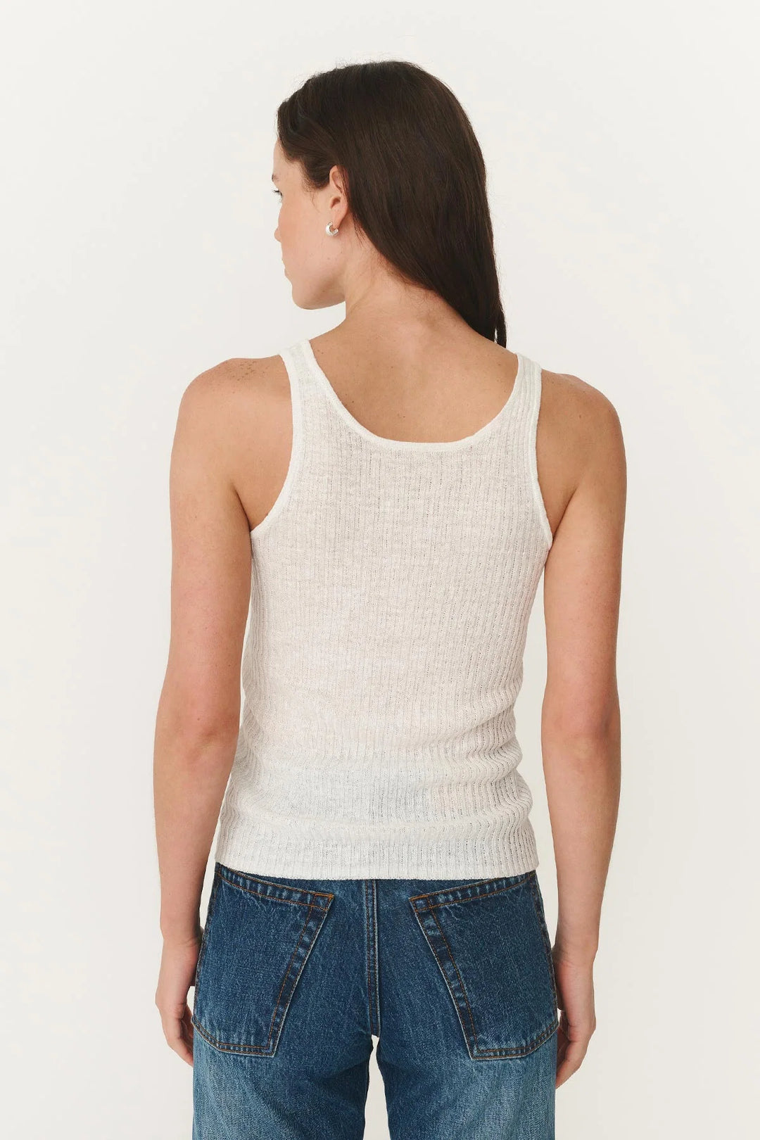 Haven Bead Linen Tank - Bone