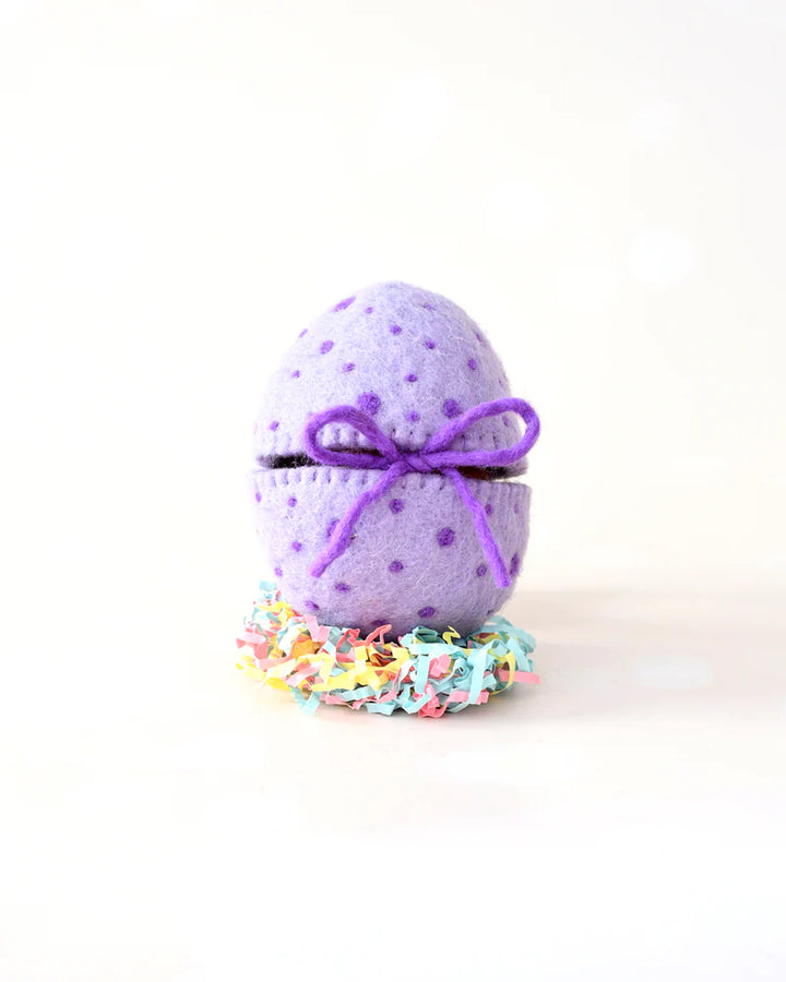 Felt Purple Surprise Egg with Highland Cow Toy Inside
