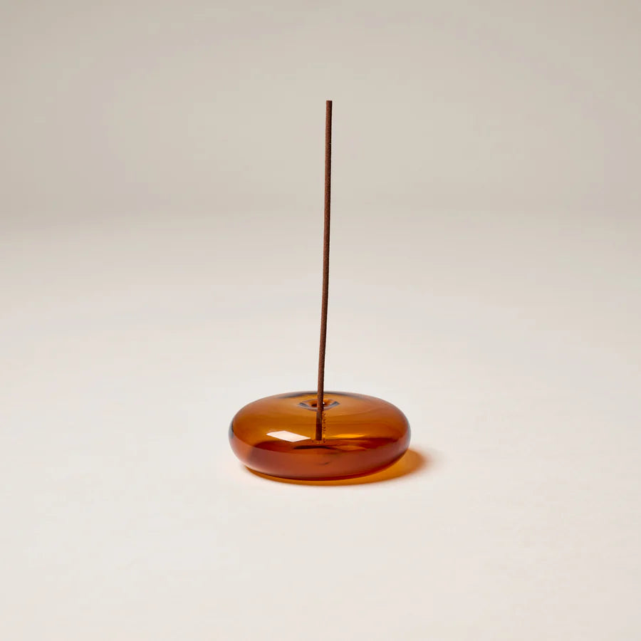 Glass Vessel Incense Holder -  Amber