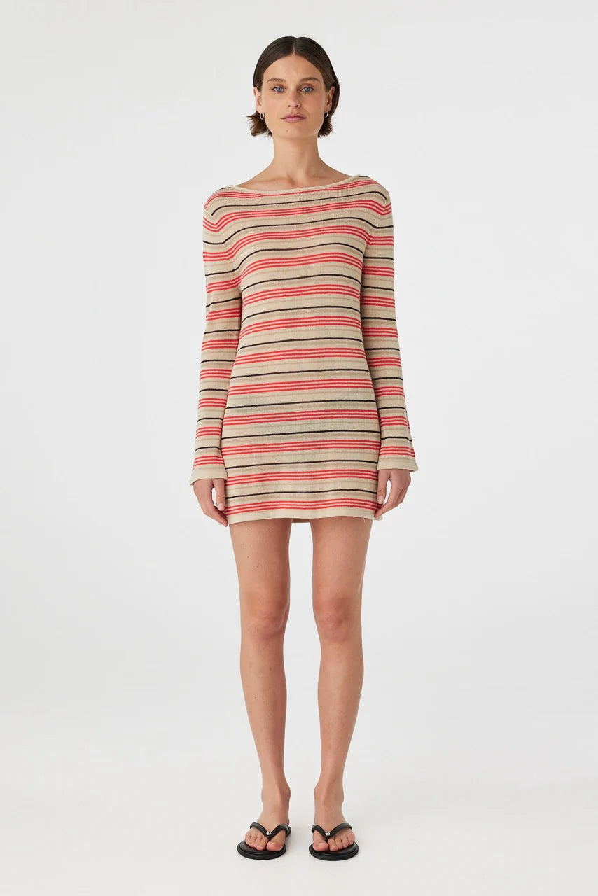 Nia Long Sleeve Mini Dress - Flame & Taupe
