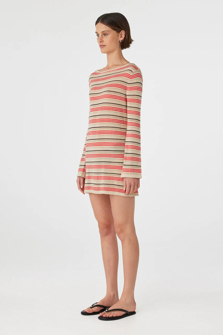 Nia Long Sleeve Mini Dress - Flame & Taupe