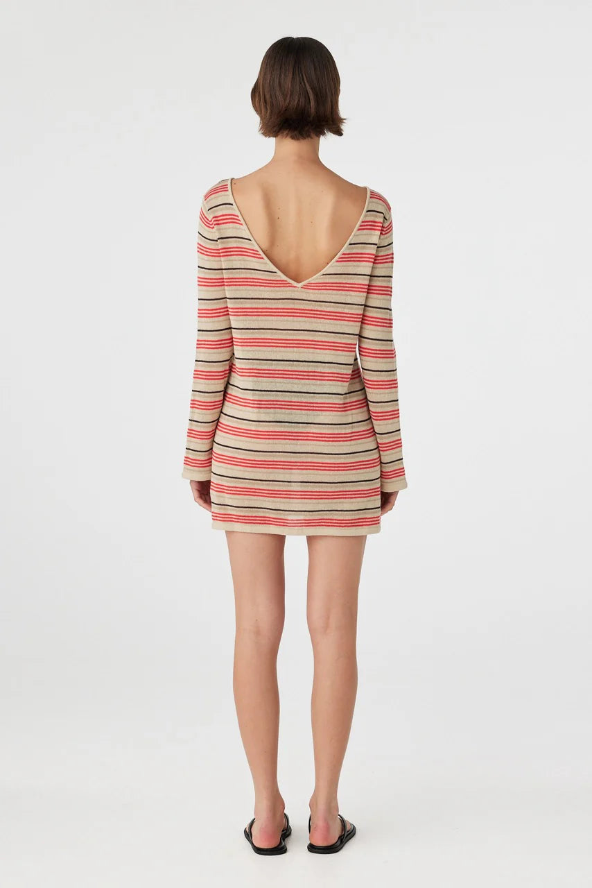 Nia Long Sleeve Mini Dress - Flame & Taupe