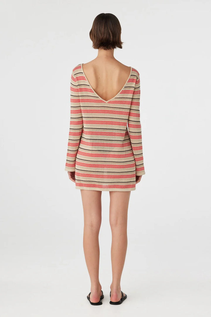 Nia Long Sleeve Mini Dress - Flame & Taupe