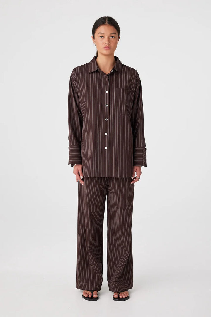 Rae Shirt - Espresso Stripe