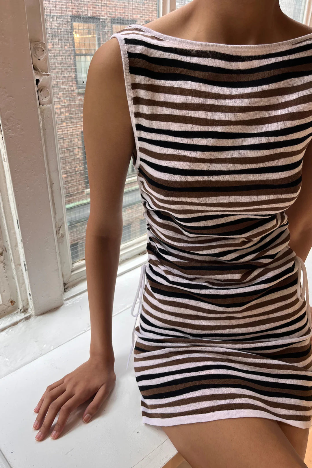 Knit Mini Dress Skirt - Black Stripe