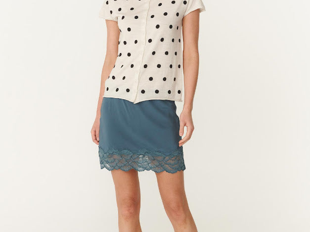 Marina Silk Mini Skirt - Teal Blue