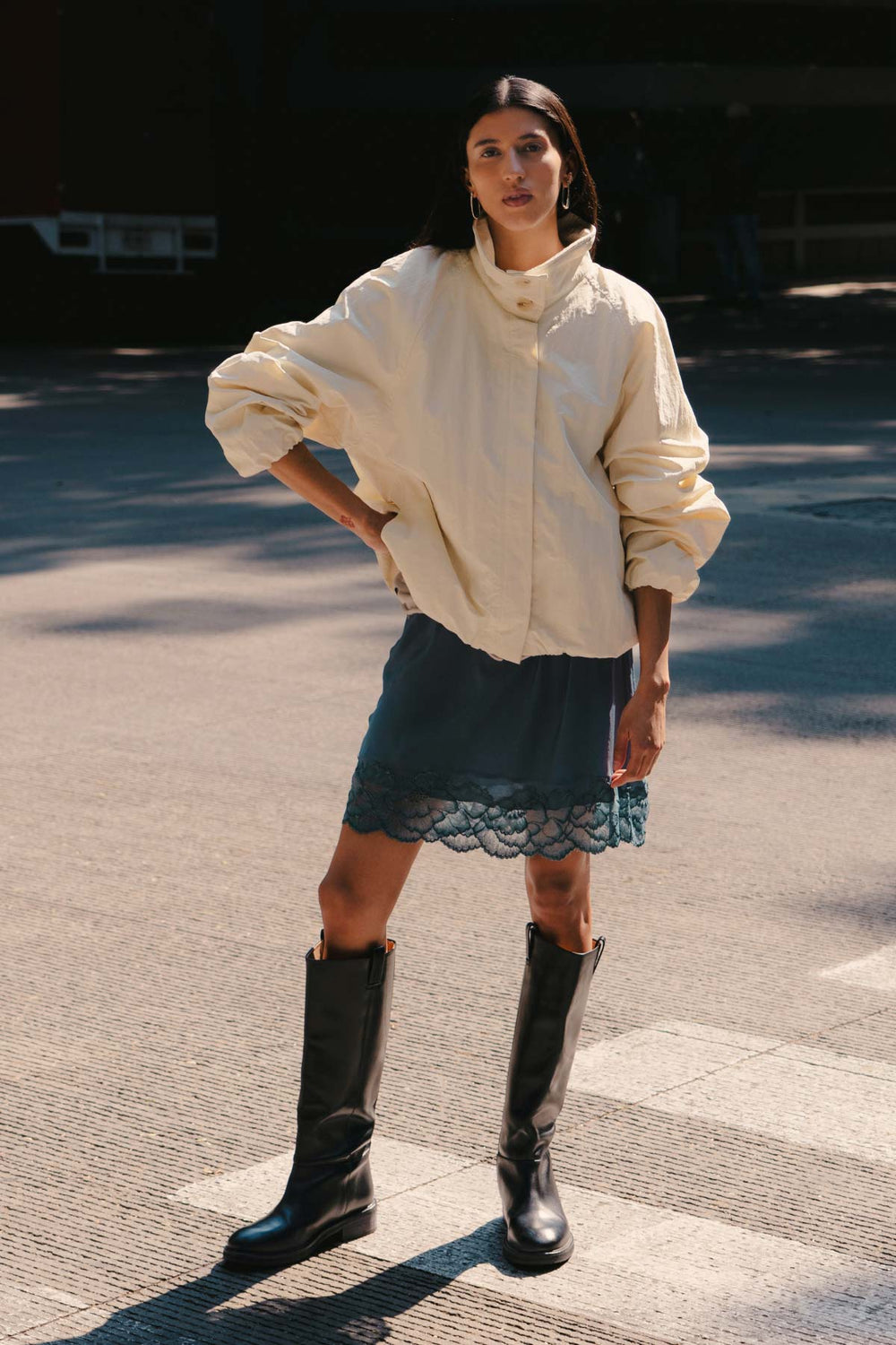 Marina Silk Mini Skirt - Teal Blue