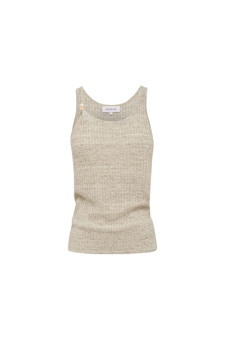 Haven Bead Linen Tank - Oat Marle