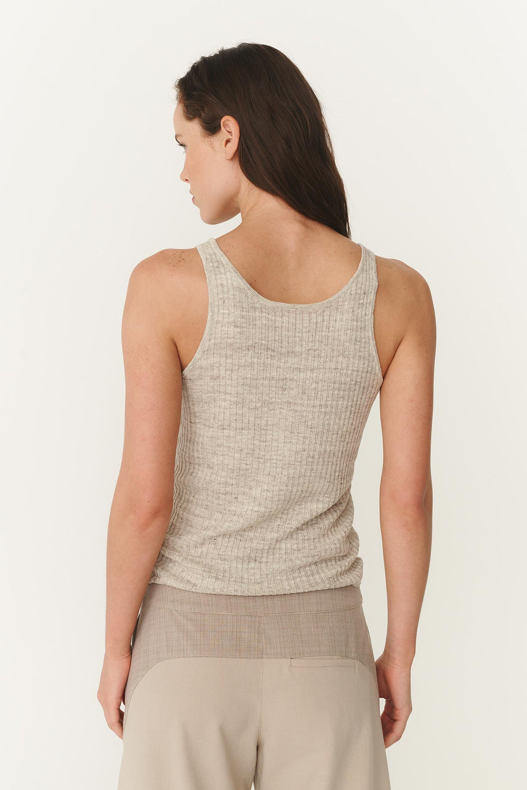 Haven Bead Linen Tank - Oat Marle