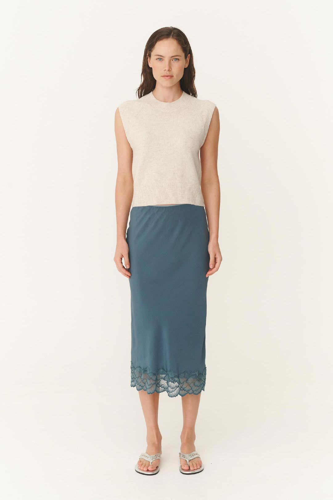 Quinn Merino Knit Vest - Oat Marle