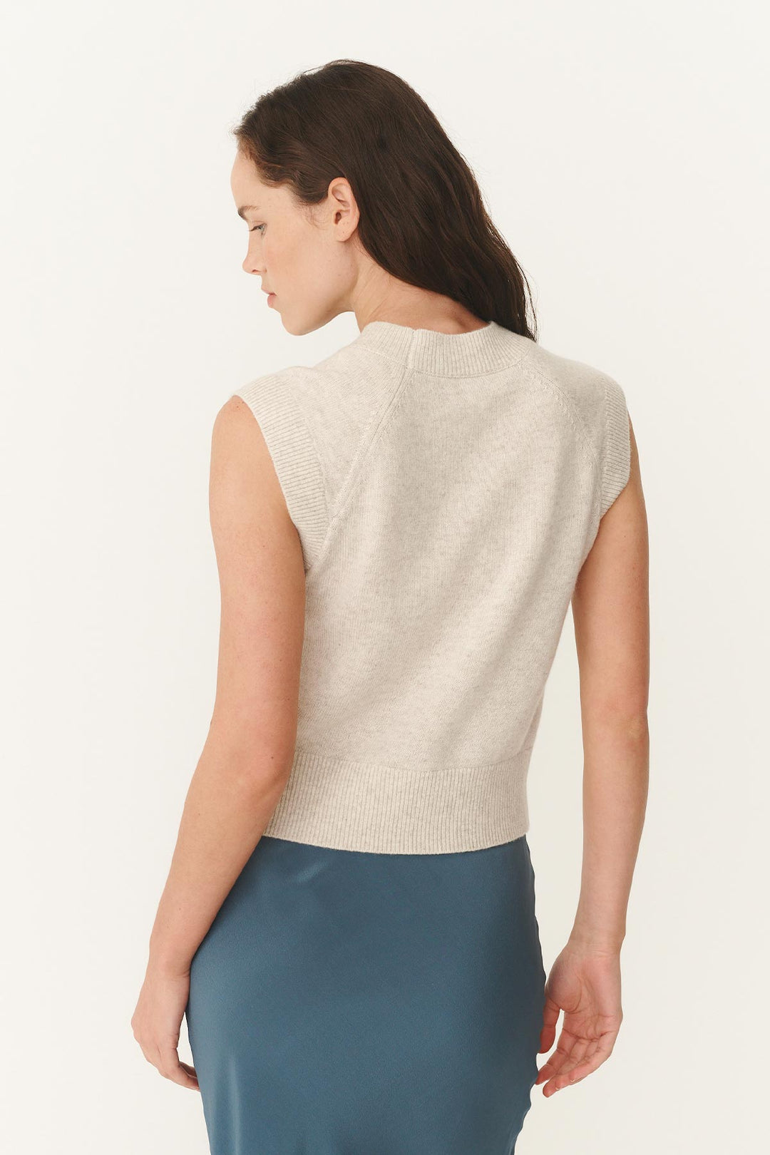Quinn Merino Knit Vest - Oat Marle