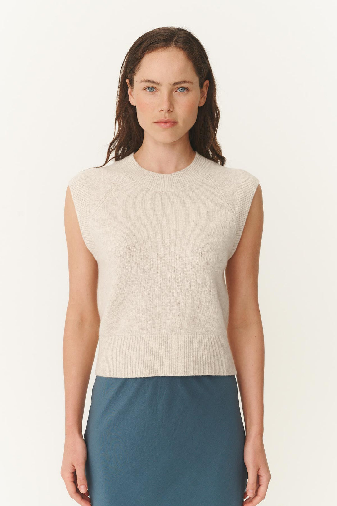 Quinn Merino Knit Vest - Oat Marle