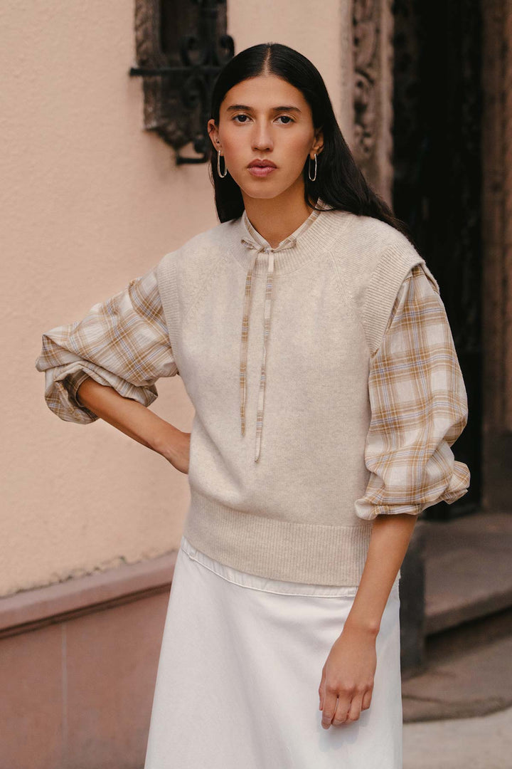 Quinn Merino Knit Vest - Oat Marle