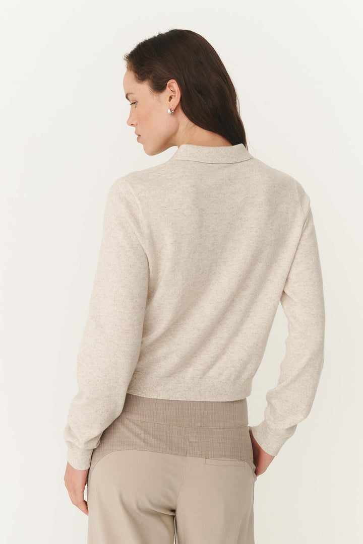 Celia Merino Knit Cardigan - Oat Marle