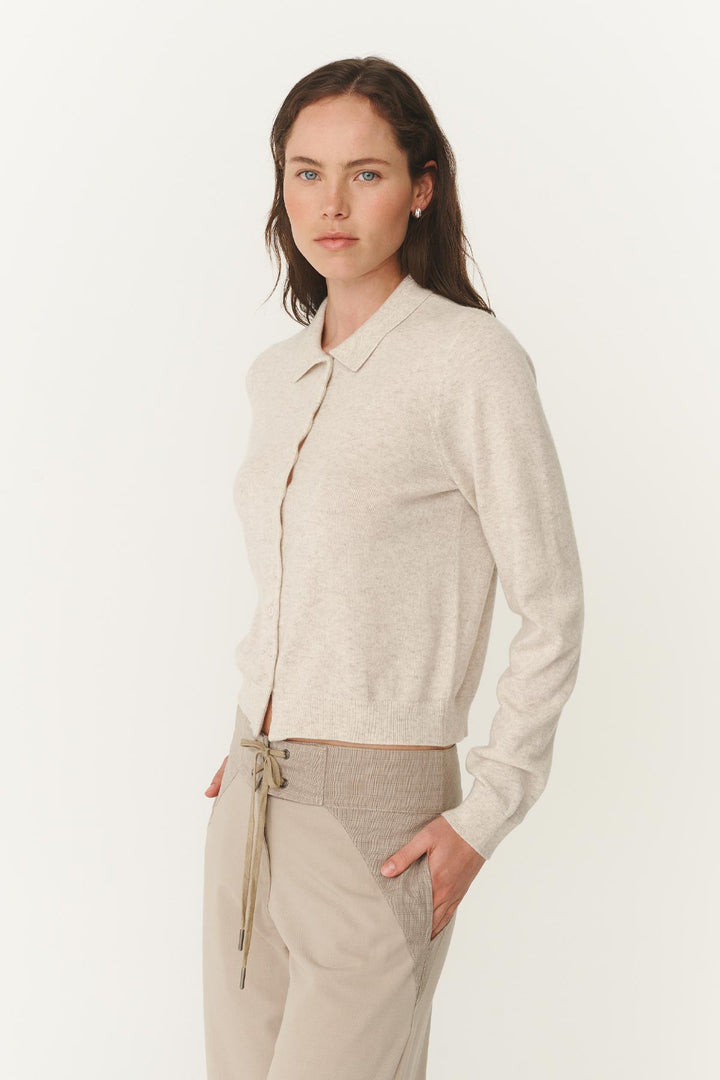 Celia Merino Knit Cardigan - Oat Marle