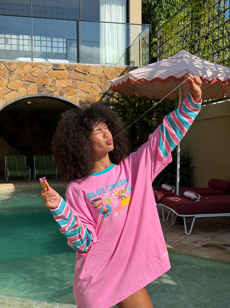Blue Crush Layered Long Sleeve Pink/Blue