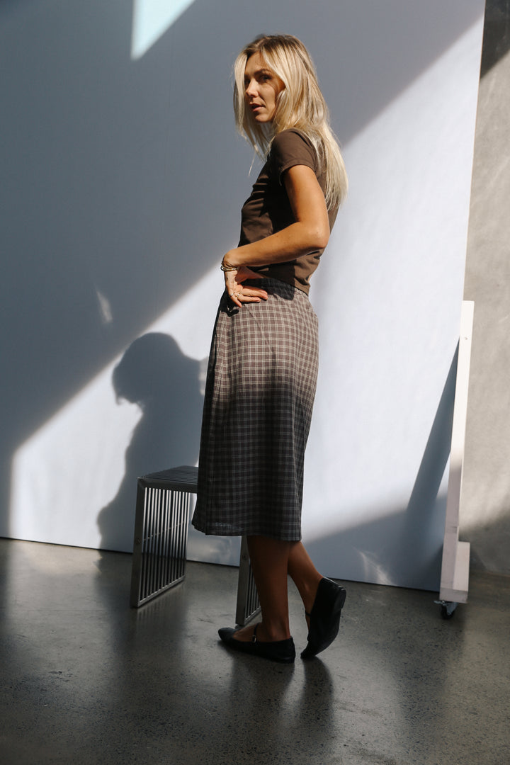 Remi midi skirt - Maple gingham