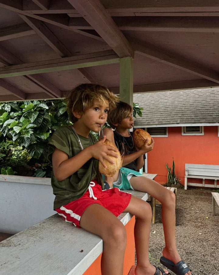 Twin Stripe Swim Short - Rosso