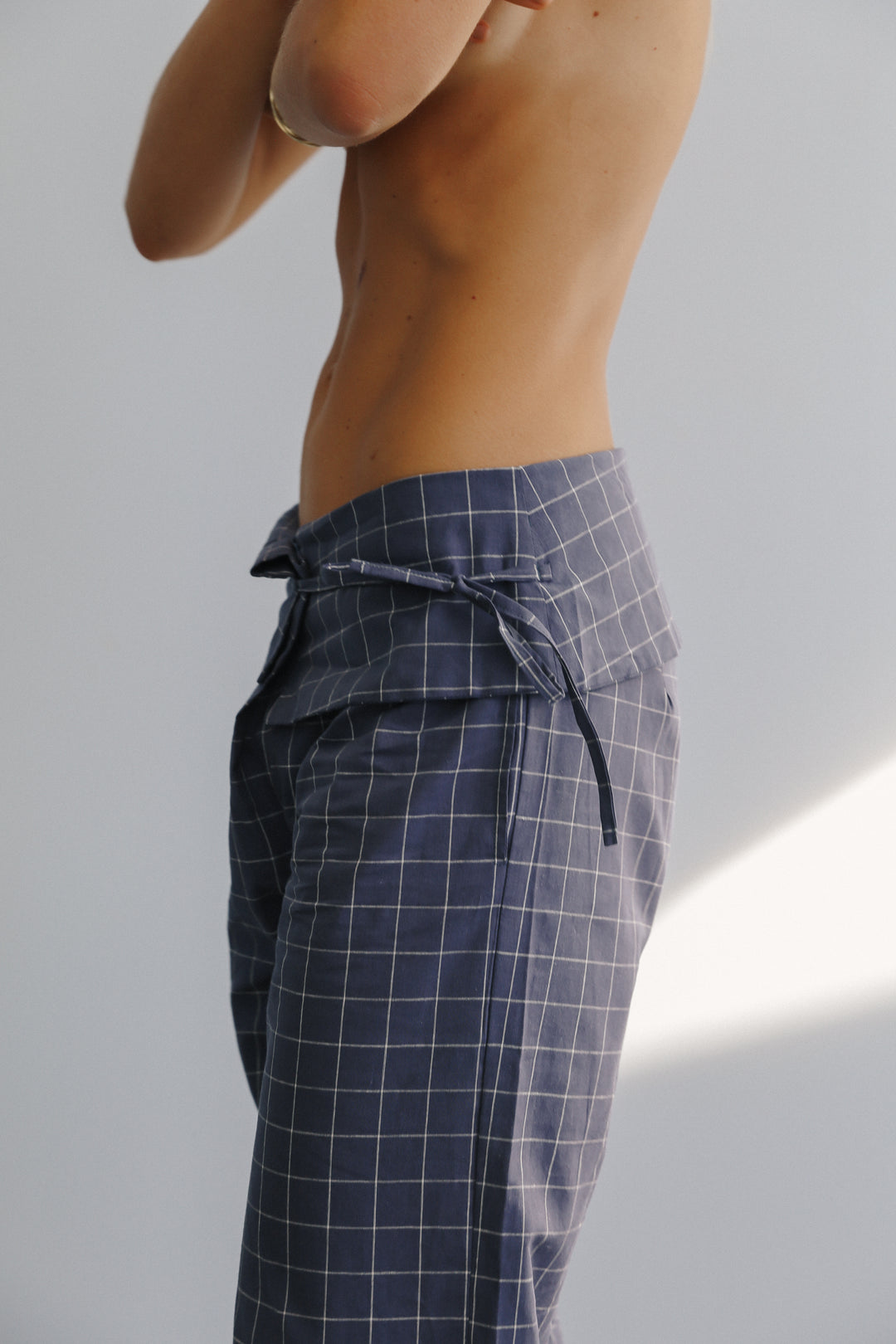 Mika Fold Pant - Indigo Plaid
