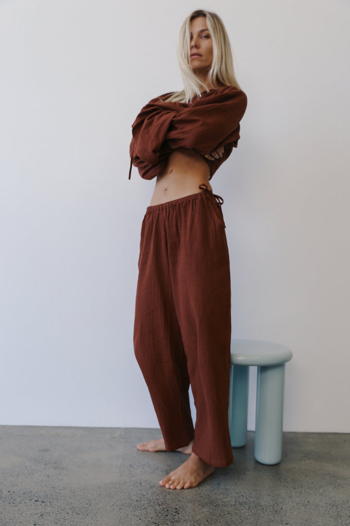 Chloe Tie Pant - Carob