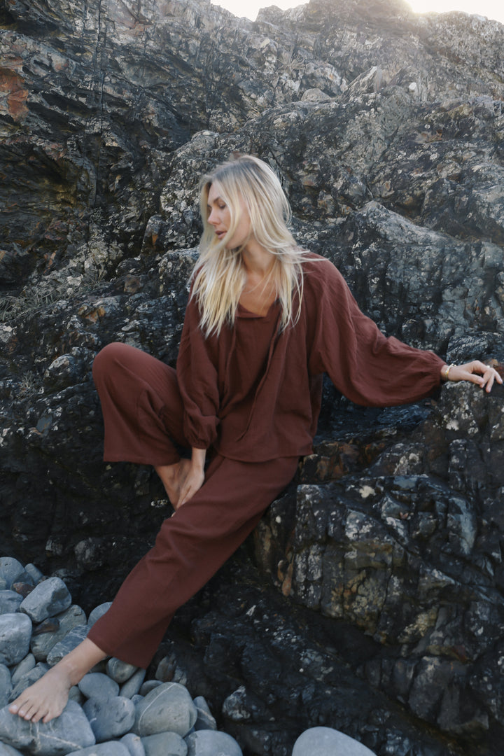 Chloe Tie Pant - Carob
