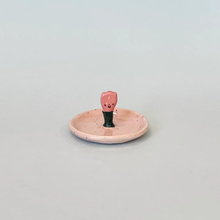 Tulip Round Incense Holder - Pink Speckle