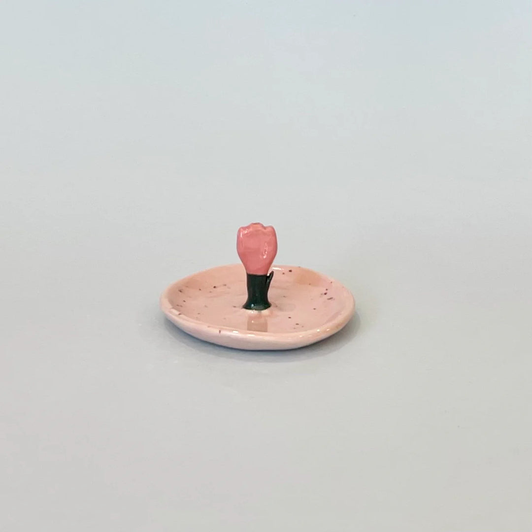 Tulip Round Incense Holder - Pink Speckle