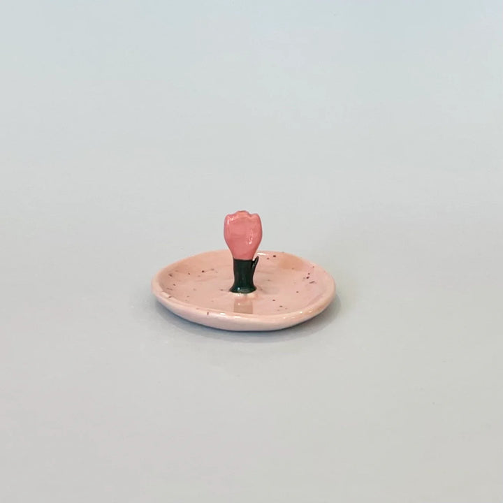 Tulip Round Incense Holder - Pink Speckle