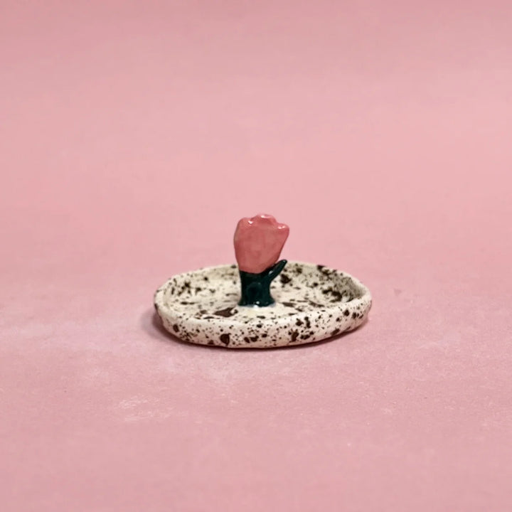 Tulip Round Incense Holder - Eggshell