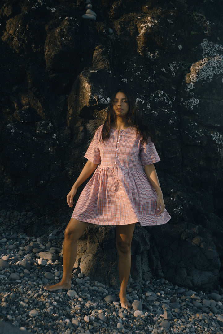 Darcey Dress - Lilac Orange Seersucker