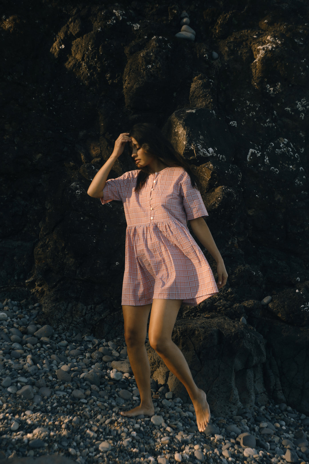 Darcey Dress - Lilac Orange Seersucker