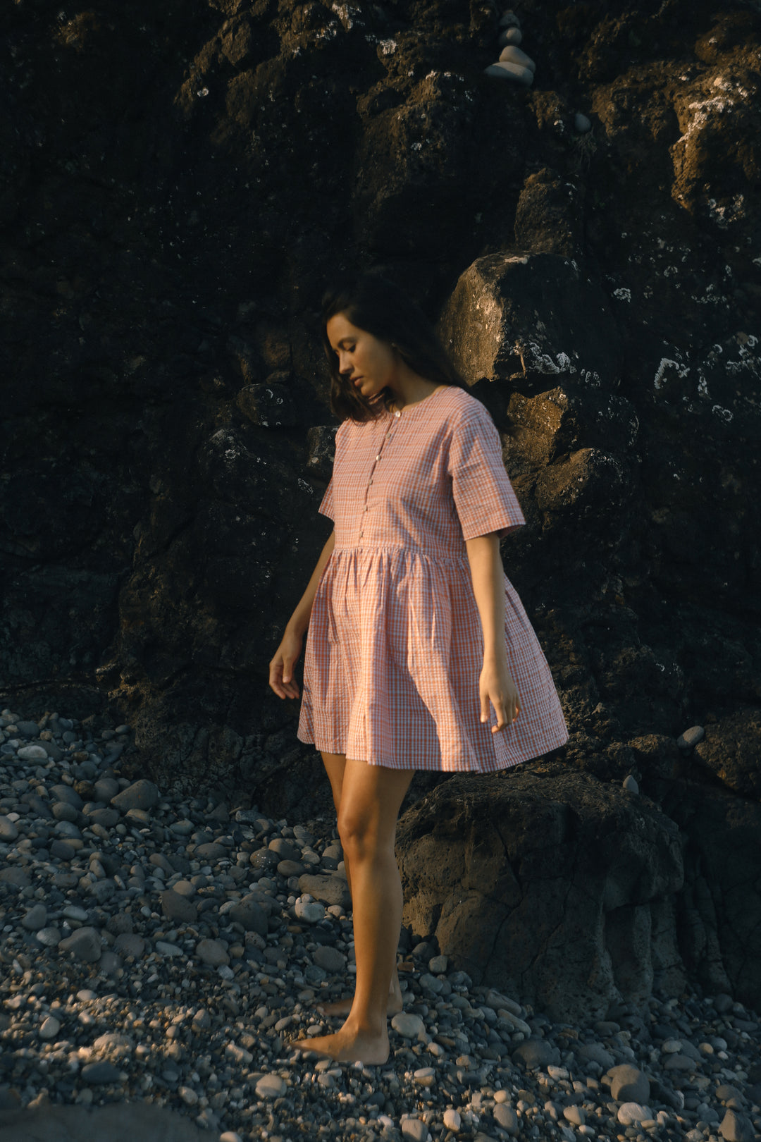 Darcey Dress - Lilac Orange Seersucker