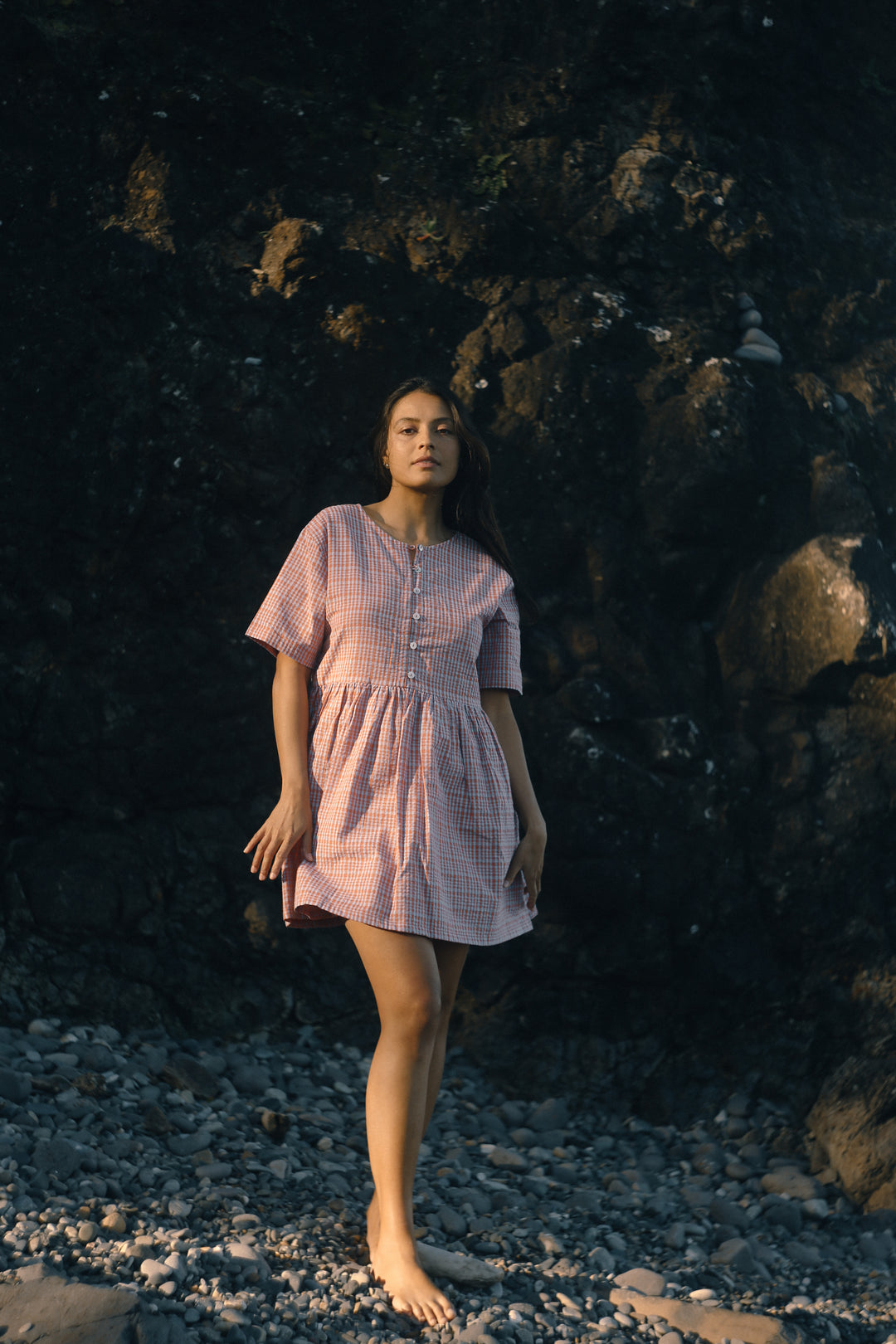 Darcey Dress - Lilac Orange Seersucker