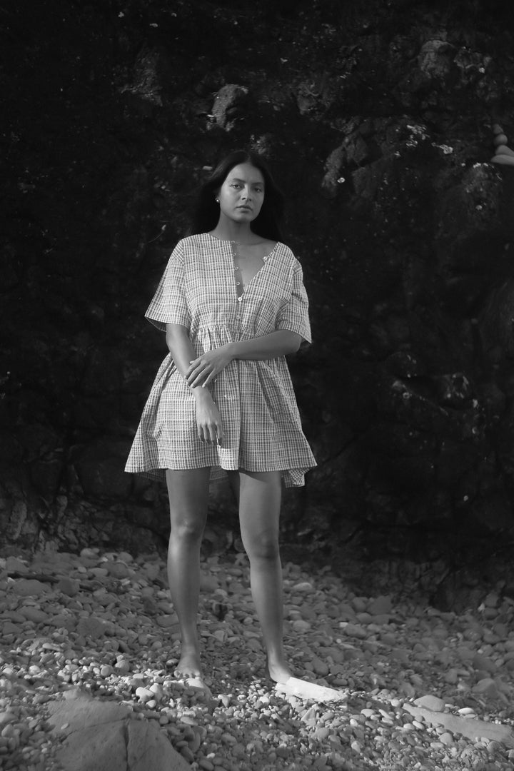 Darcey Dress - Lilac Orange Seersucker