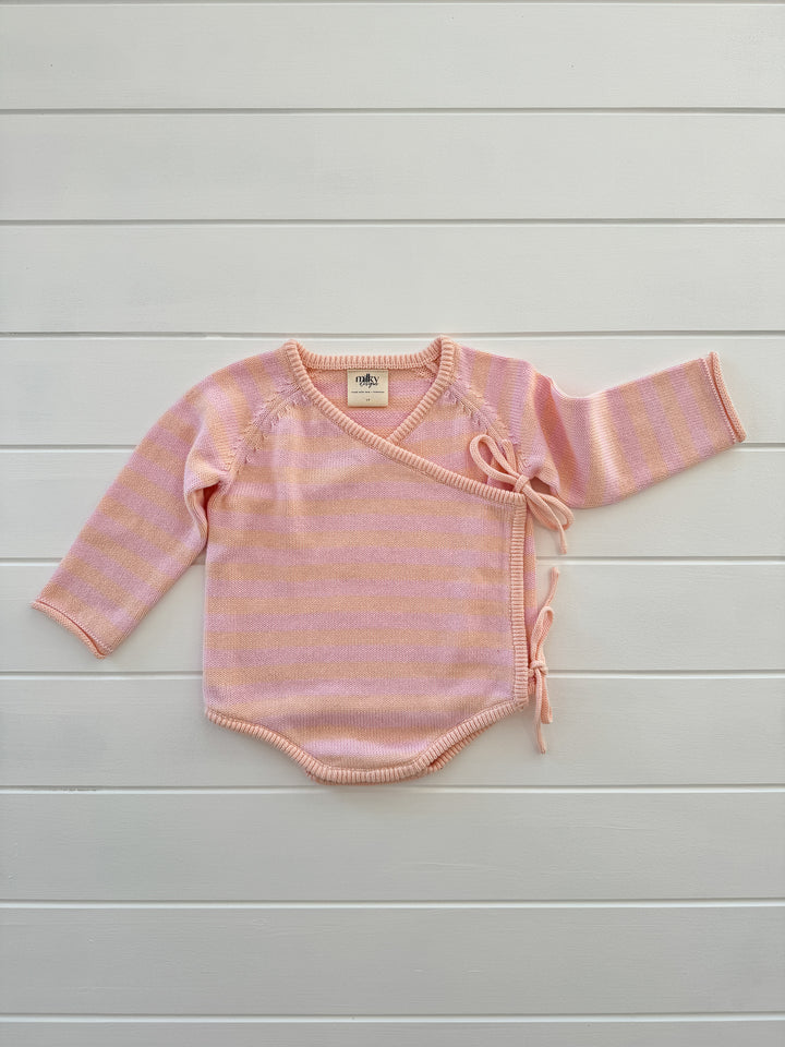 Essential Wrap Romper - Pink & Peach