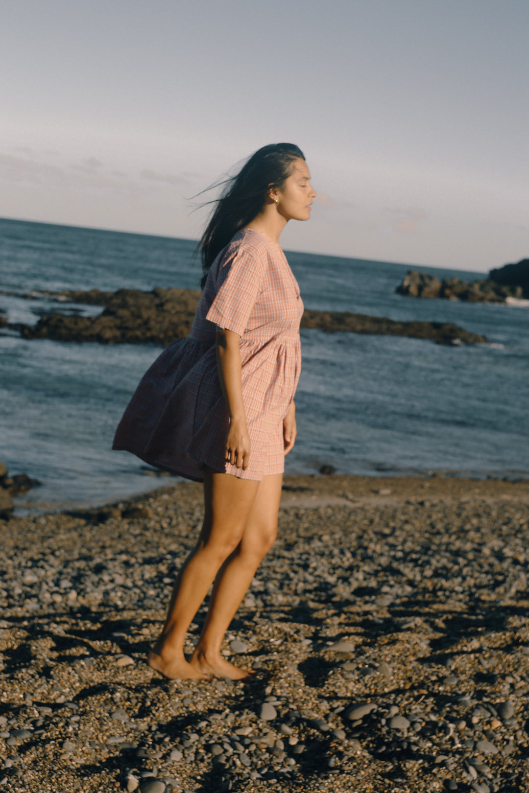 Darcey Dress - Lilac Orange Seersucker