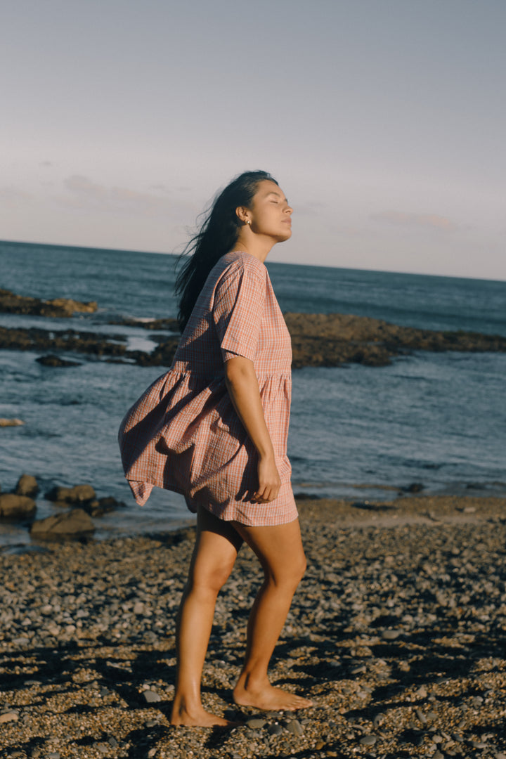 Darcey Dress - Lilac Orange Seersucker