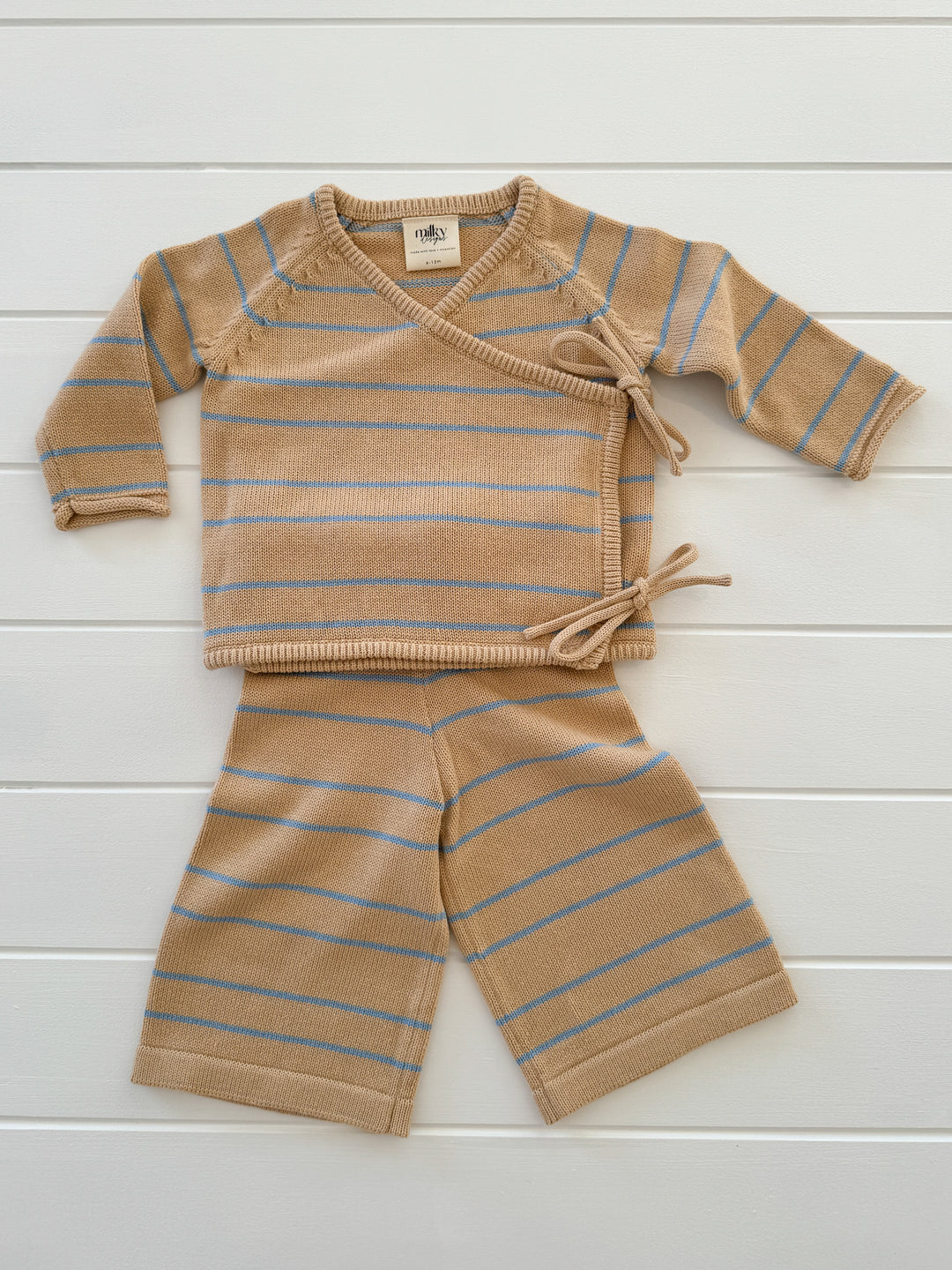 Essential Wrap Cardigan - Blue Stripe