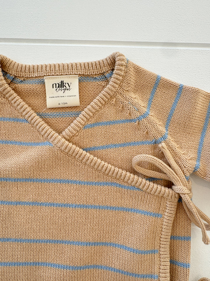 Essential Wrap Cardigan - Blue Stripe