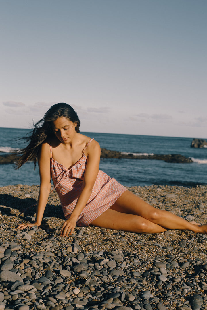 Ari Dress - Lilac Orange Seersucker