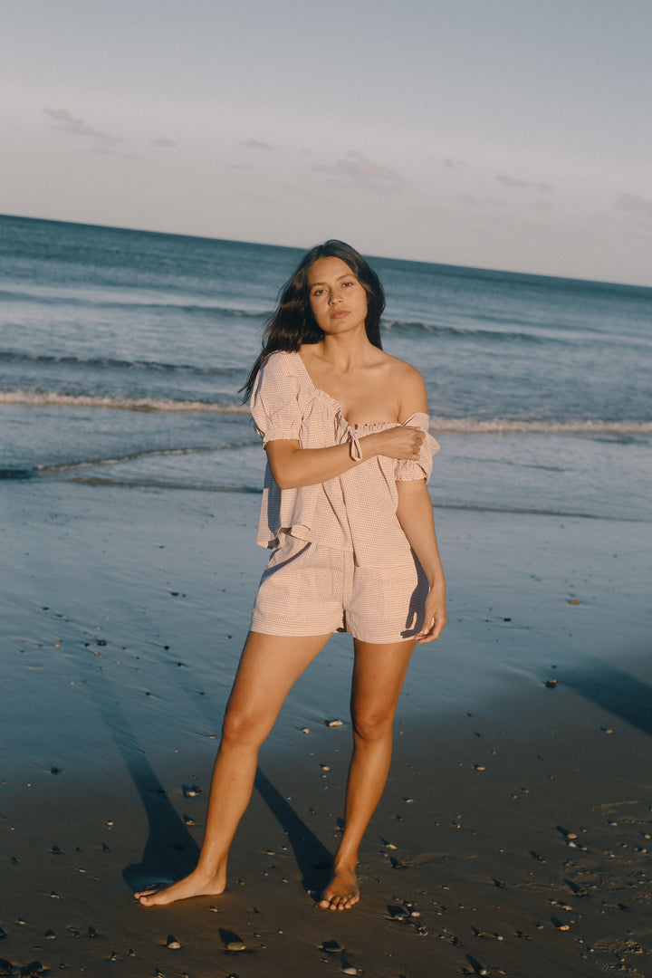 Ava Short - Dusty Rose Check