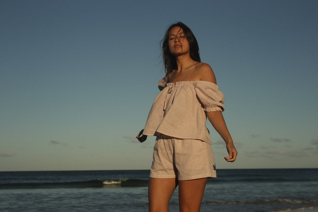 Ava Blouse - Dusty Rose Check