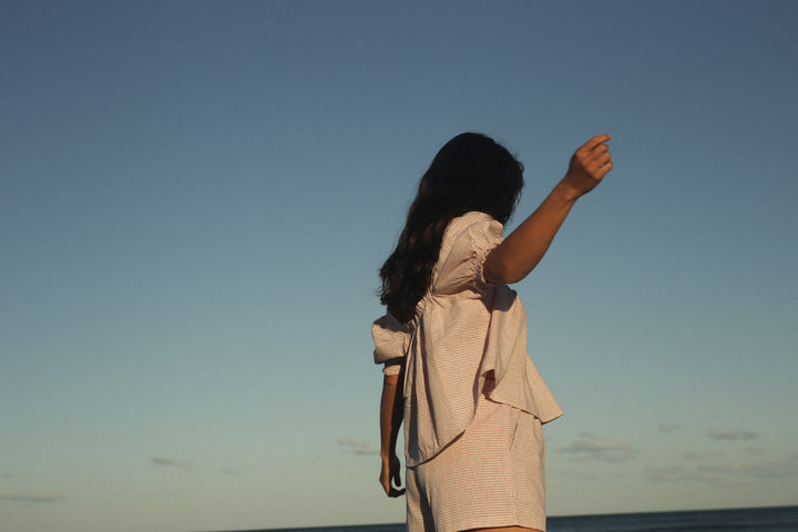 Ava Blouse - Dusty Rose Check